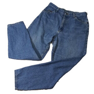 Riders Vintage Blue Medium Wash High Rise Five Pocket Button Zip Taper Leg Jean